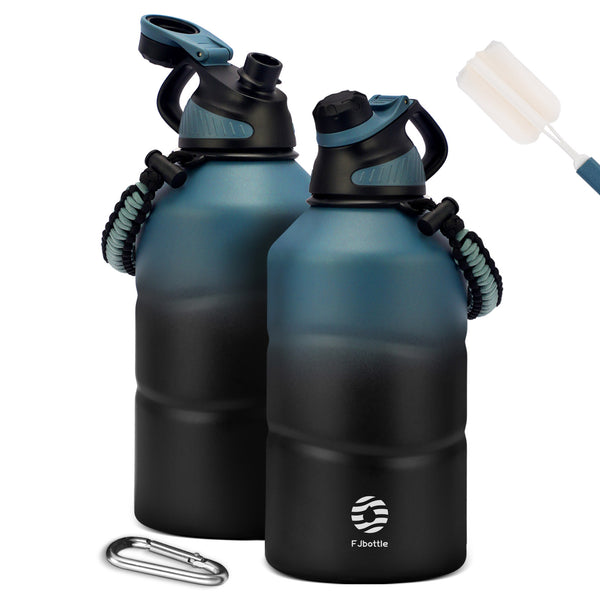 1900ml Thermoskanne Trinkflasche aus Edelstahl mit Magnetischem Deckel, Kohlensäure geeignet Wasserflasche, Farbverlauf schwarz blau