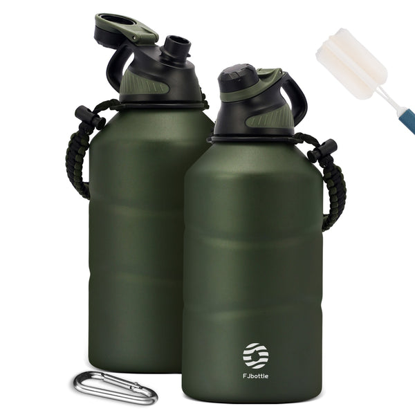 1900ml Thermoskanne Trinkflasche aus Edelstahl mit Magnetischem Deckel, Kohlensäure geeignet Wasserflasche, Grün