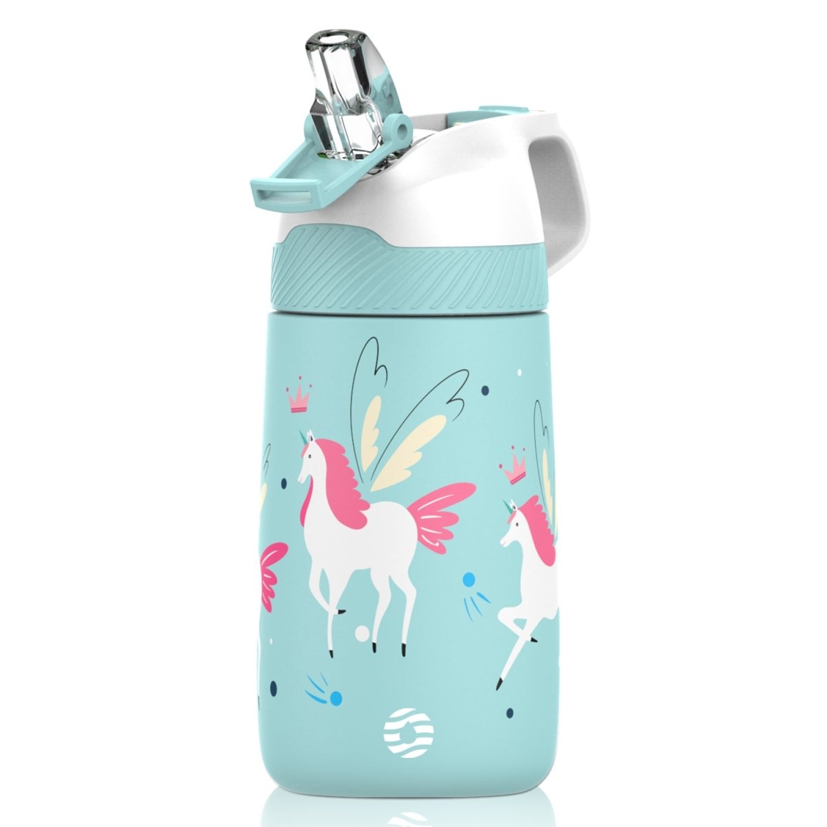 350 ml Edelstahl isolierte Kinder-Trinkflasche Thermoskanne mit Strohhalm, Cyan Einhorn – FJbottle