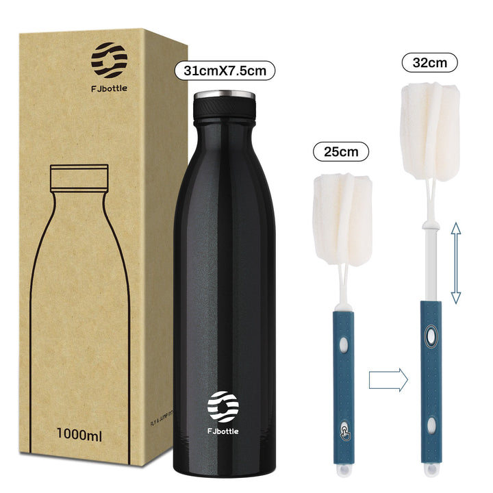 1000ml Thermos Flask Stainless Steel Drinking Bottle, Black 