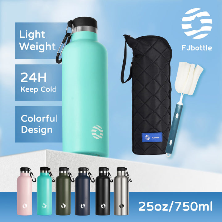 750ml Thermoskanne Trinkflasche Edelstahl mit Karabiner, Kohlensäure geeignet Wasserflasche