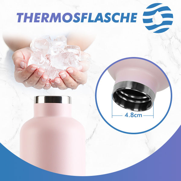 750ml Thermoskanne Trinkflasche Edelstahl mit Karabiner, Kohlensäure geeignet Wasserflasche