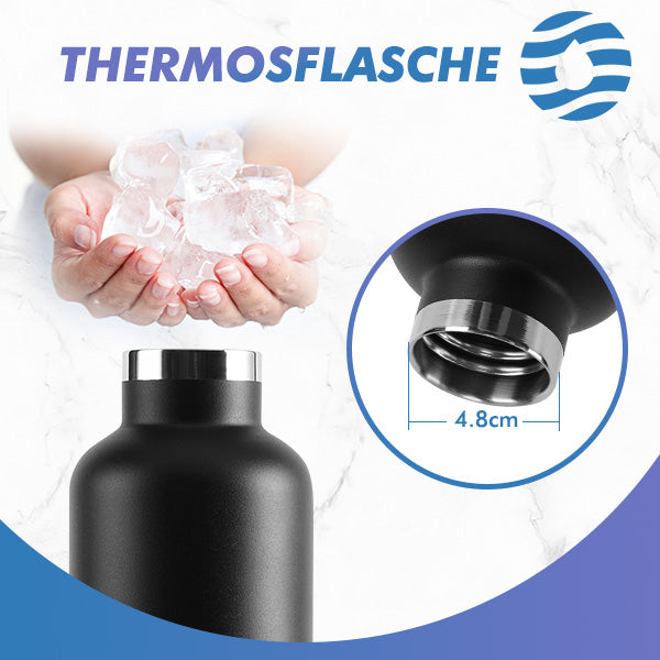 750ml Thermoskanne Trinkflasche Edelstahl mit Karabiner, Kohlensäure geeignet Wasserflasche