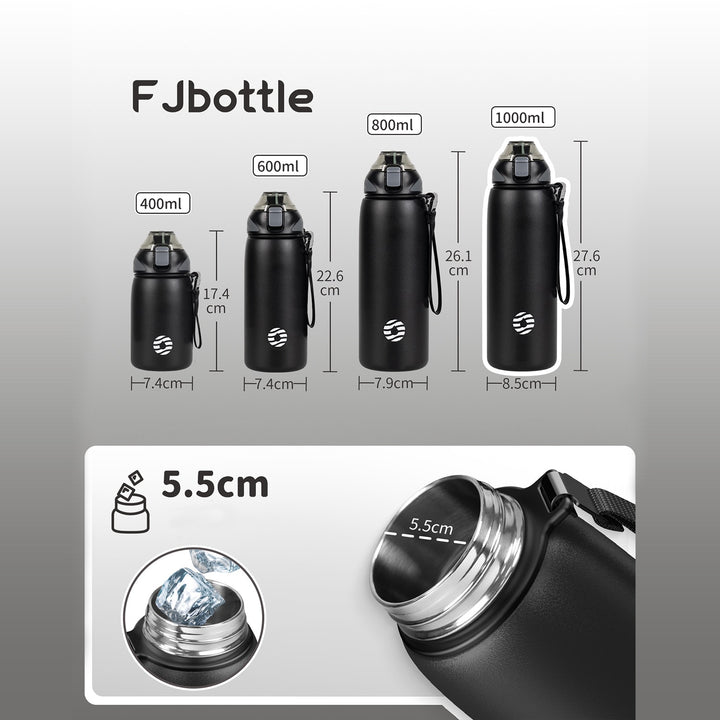 800ml Edelstahl Thermoskanne Wasserflasche mit Tragetasche, Kohlensäure geeignet Trinkflasche