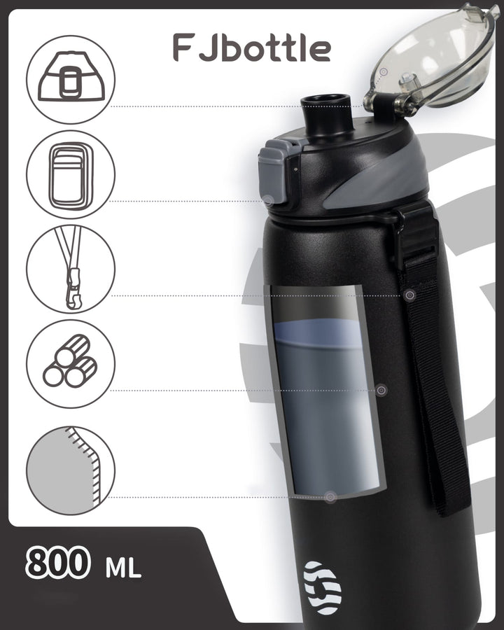800ml Edelstahl Thermoskanne Wasserflasche mit Tragetasche, Kohlensäure geeignet Trinkflasche