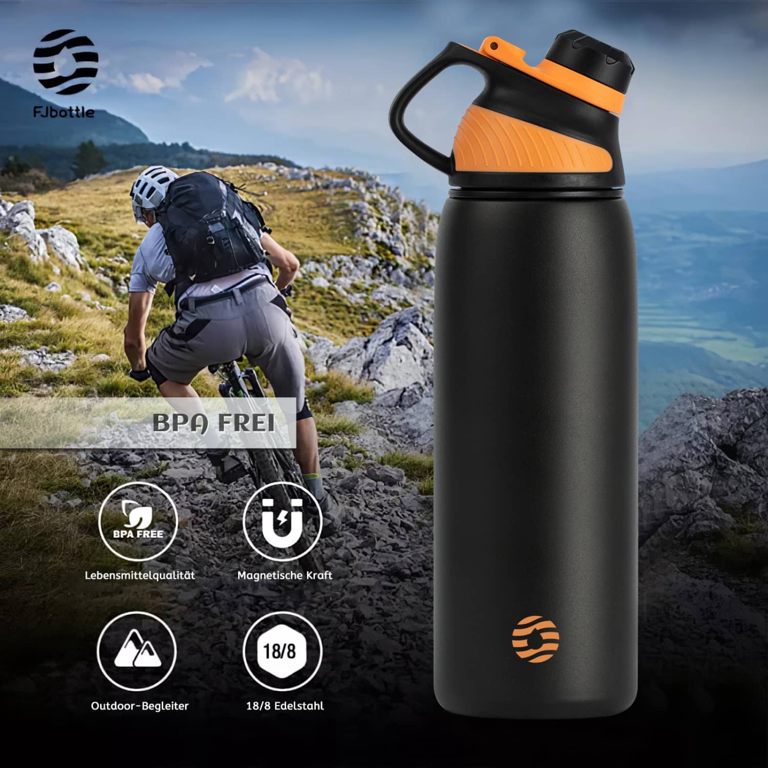 BJPKPK Edelstahl-Isolierflasche 1900 Ml – Mit Griff, Auslaufsicher, 24h Kalt / 12h Heiß – Für Sport & Outdoor