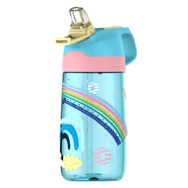 Kinder Tritan Trinkflasche mit Strohhalm 450ml, Blauer Himmel - FJBottle-German