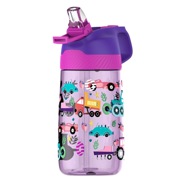 BOTTLE BOTTLE Isolierte Wasserflasche aus Edelstahl mit Strohhalm,  Doppelverwendungsdeckel, Design für Fitnessstudio, mit Pillendose (lila) :  : Sport & Freizeit