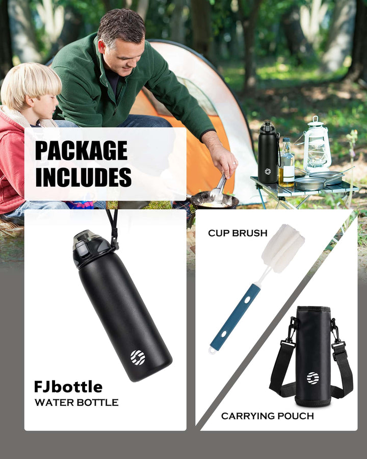 1000ml Edelstahl Thermoskanne Wasserflasche mit Tragetasche, Kohlensäure geeignet Trinkflasche