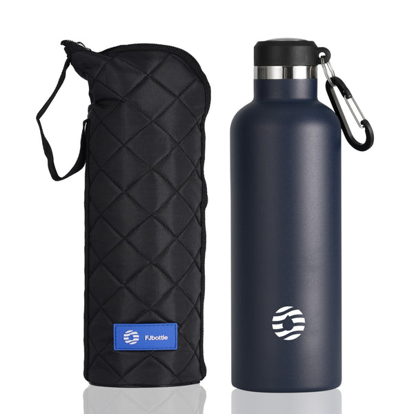 750ml Thermoskanne Trinkflasche Edelstahl mit Karabiner, Kohlensäure geeignet Wasserflasche, Dunkelblau