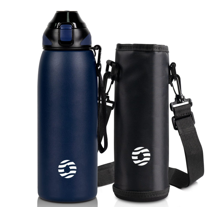 800ml Edelstahl Thermoskanne Wasserflasche mit Tragetasche, Kohlensäure geeignet Trinkflasche