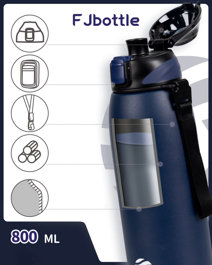 800ml Edelstahl Thermoskanne Wasserflasche mit Tragetasche, Kohlensäure geeignet Trinkflasche