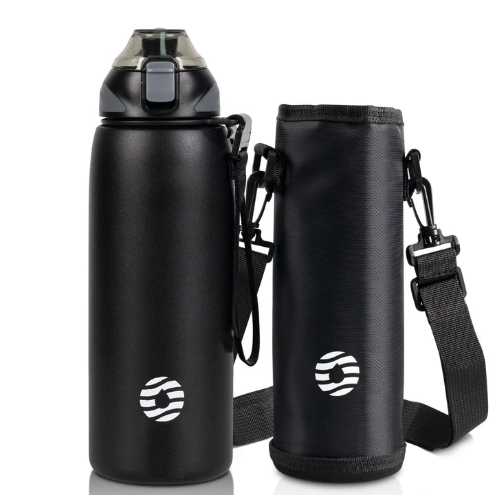 1000ml Edelstahl Thermoskanne Wasserflasche mit Tragetasche, Kohlensäure geeignet Trinkflasche
