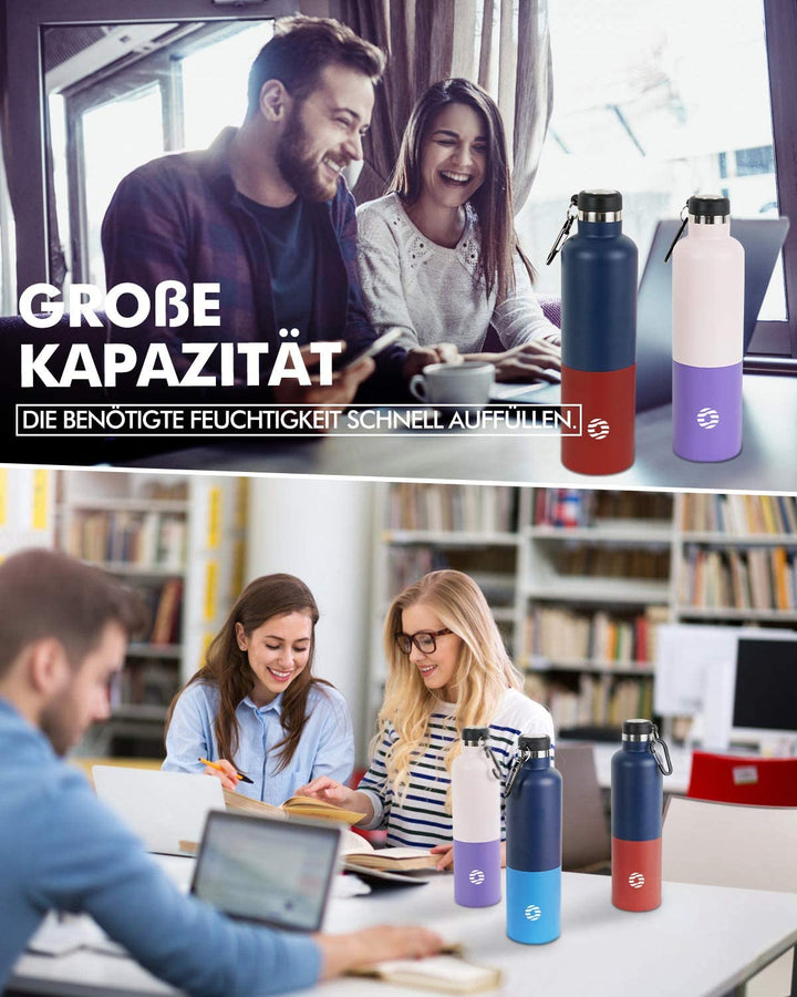 Double Großer Öffnung Thermoskanne 1000ml, Mit Stofftasche, Pink - FJBottle
