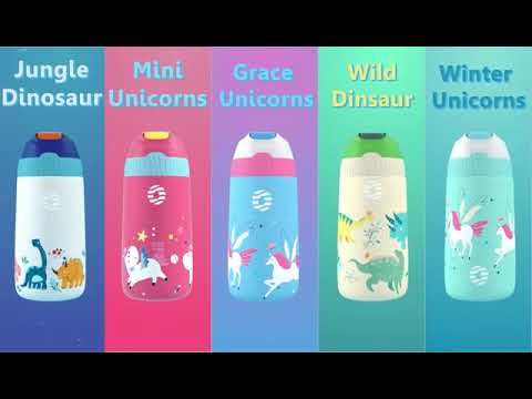 Puckator Bruchsichere Trinkflasche Für Kinder – 350 Ml Mit Schnappverschluss Und Teesieb – Dino-Motiv – Ideal Für Kita, Schule & Ausflüge – BPA-frei