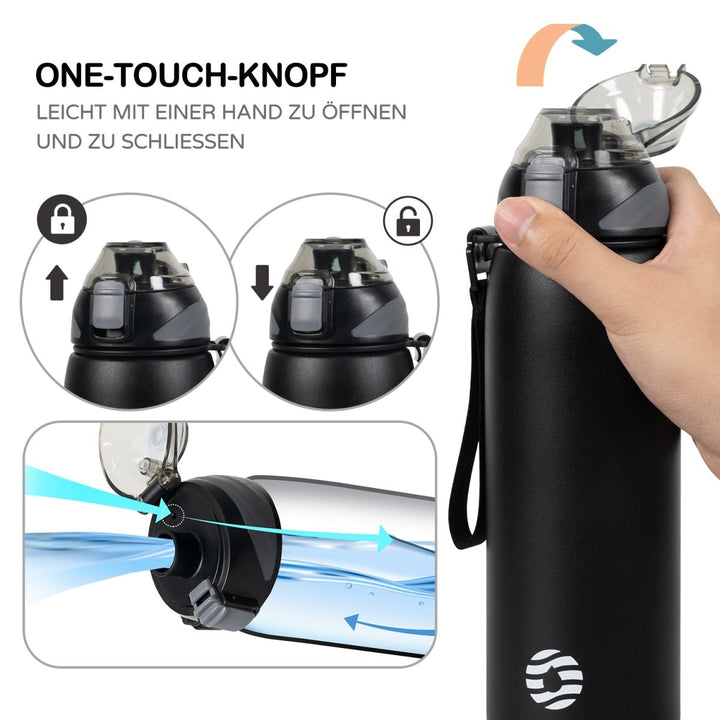 1000ml Edelstahl Thermoskanne Wasserflasche mit Tragetasche, Kohlensäure geeignet Trinkflasche