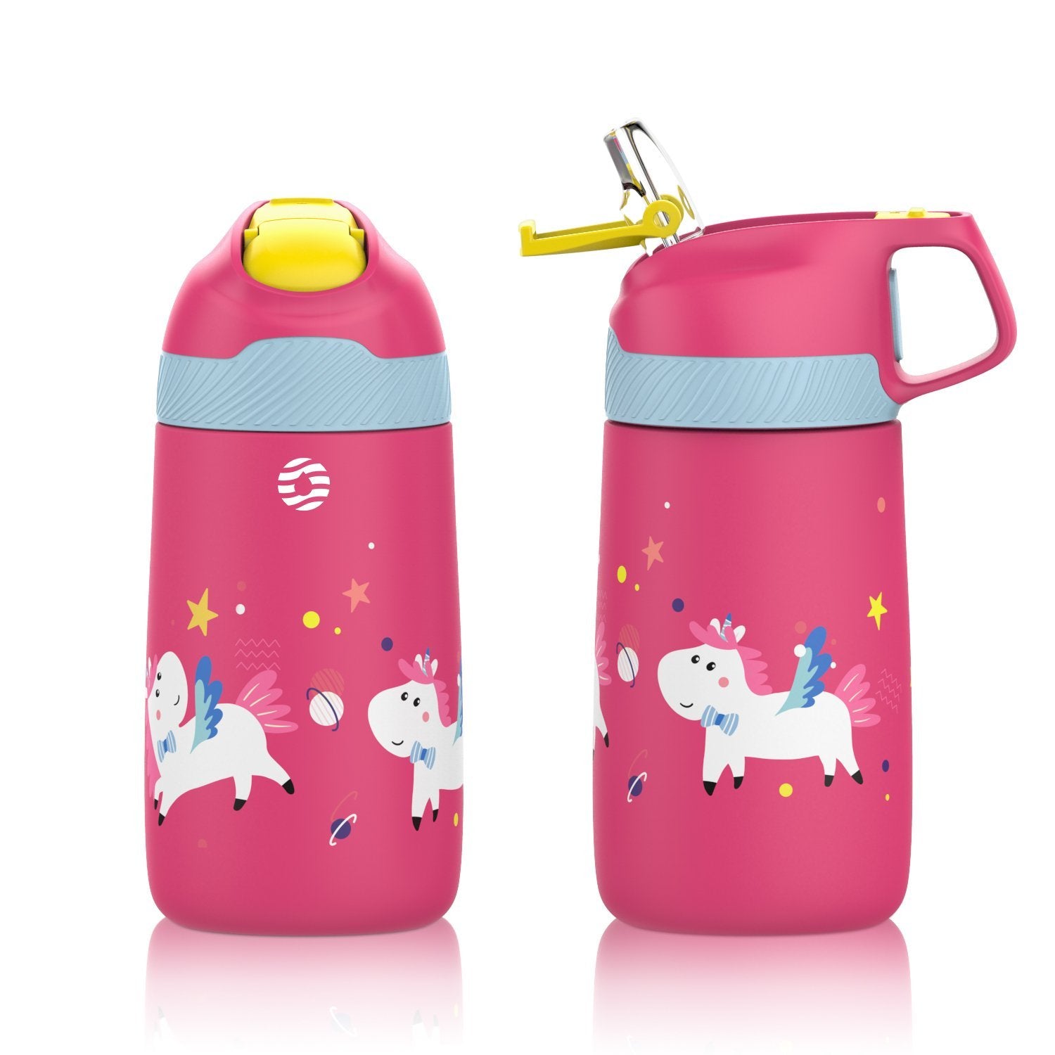 Mountop Kinder-Trinkflasche 400 Ml – Mit Strohhalm, Auslaufsicher & BPA-frei, In Sakura Pink