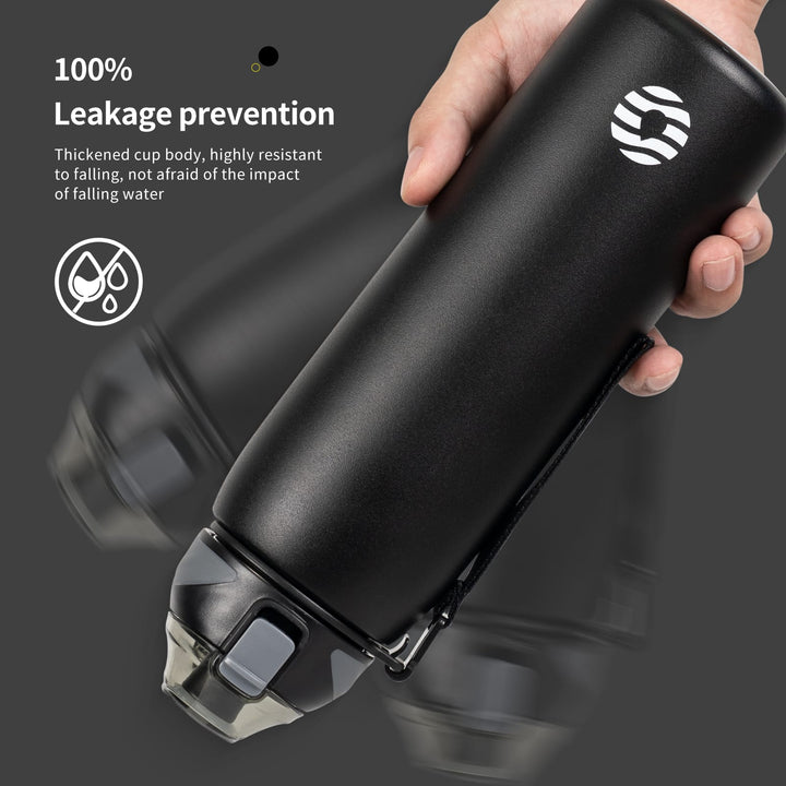 1000ml Edelstahl Thermoskanne Wasserflasche mit Tragetasche, Kohlensäure geeignet Trinkflasche
